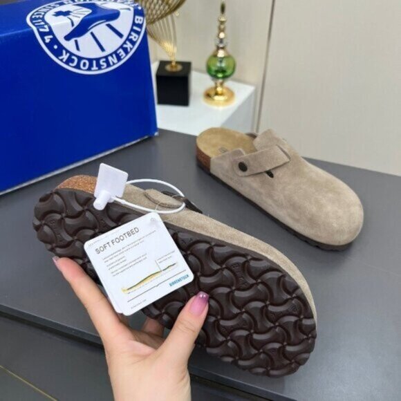 NWT Birkenstock Boston taupe suede mule clogs - Picture 7 of 8